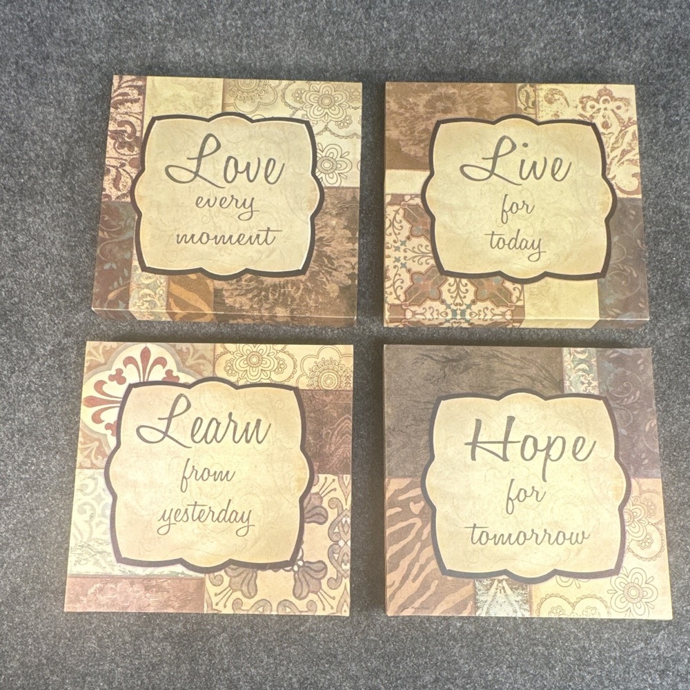 Set of 4 Square Canvas Inspirational Wall Art, 11x11x1-1/4" with hanger. M-10